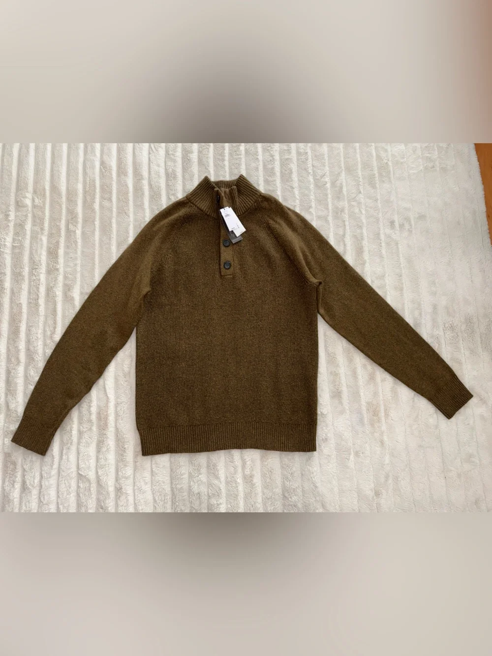Banana Republic New Heathered Olive green Button Mock neck Men's L sweater
